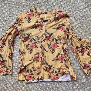 FREE PEOPLE floral tunic with billowy sleeves